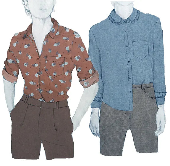 PDF Pattern - Belinda Button-Up | French Navy