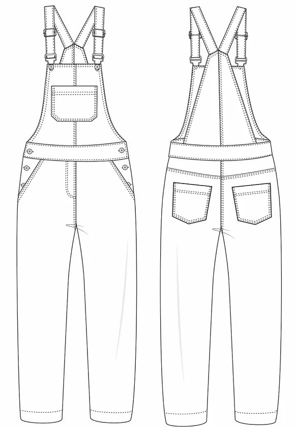 PDF Pattern - Huxley Dungarees | French Navy