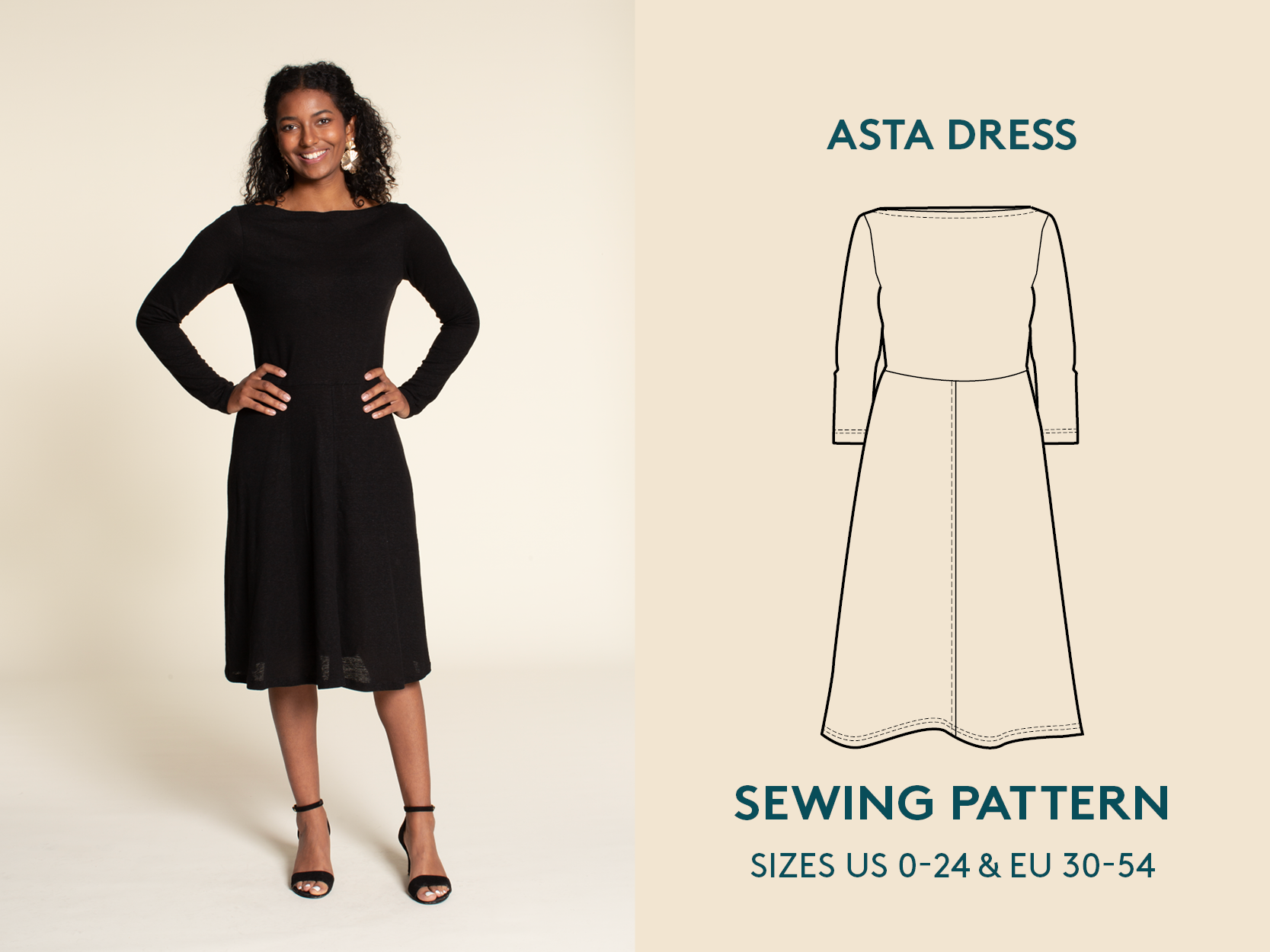 Asta Jersey Dress - Sewing Pattern | Wardrobe By Me MaaiDesign Fabrics Asta Jersey Dress - Sewing Pattern | Wardrobe By Me MaaiDesign Fabrics