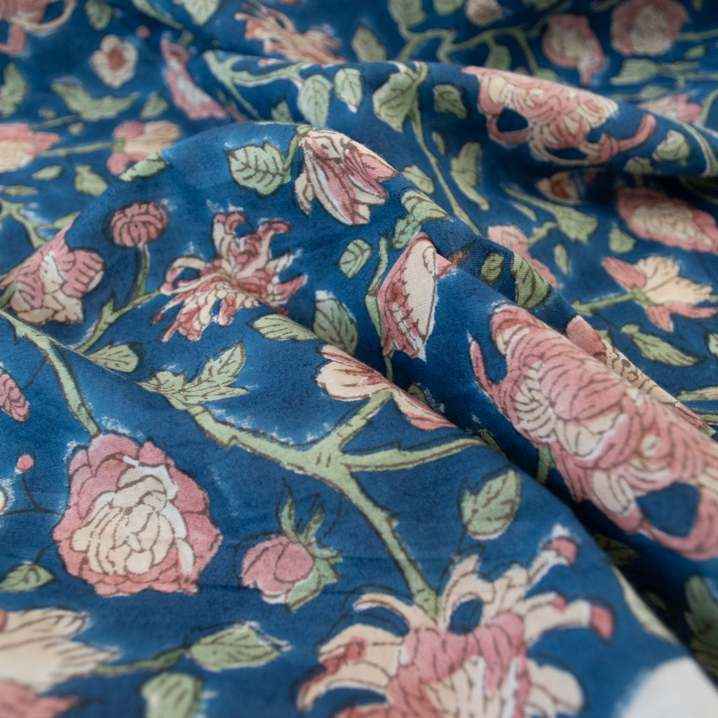 Block Print Cotton - Blue Bloom