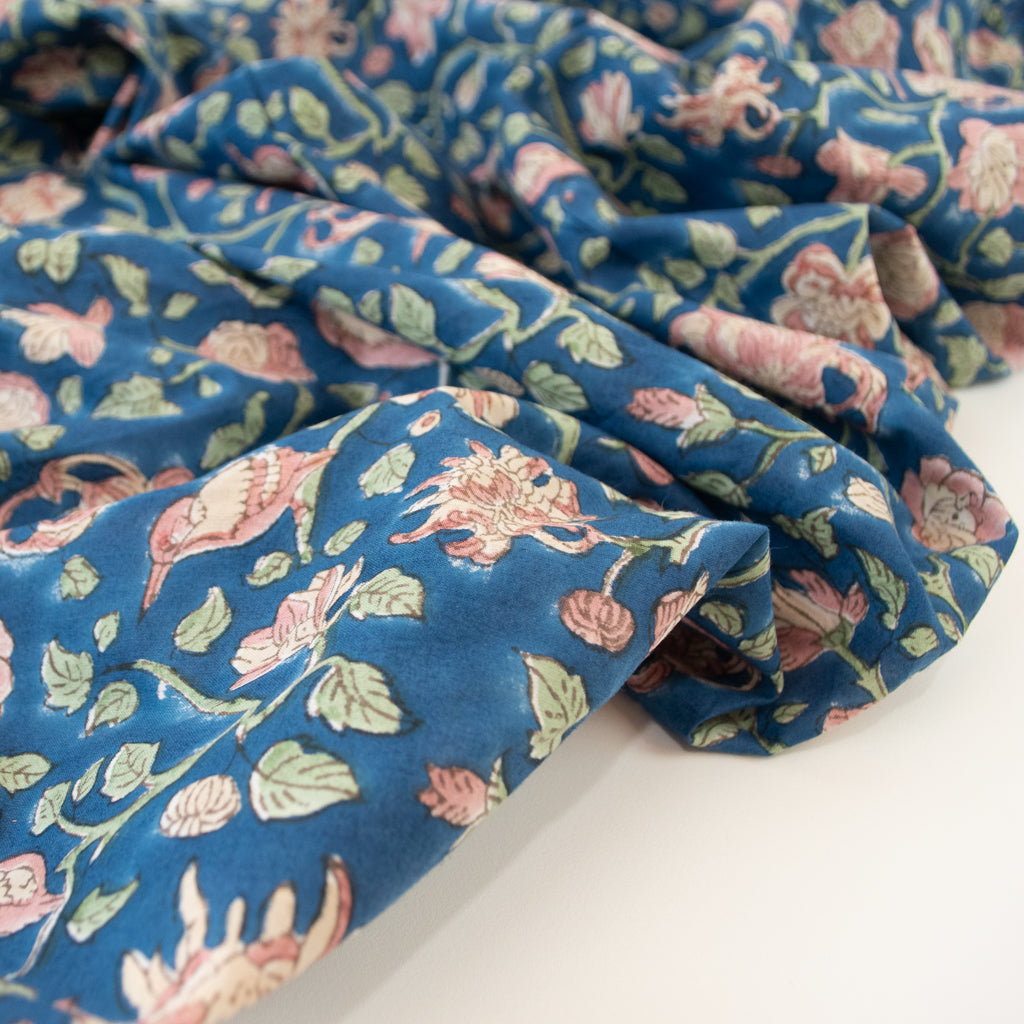 Block Print Cotton - Blue Bloom