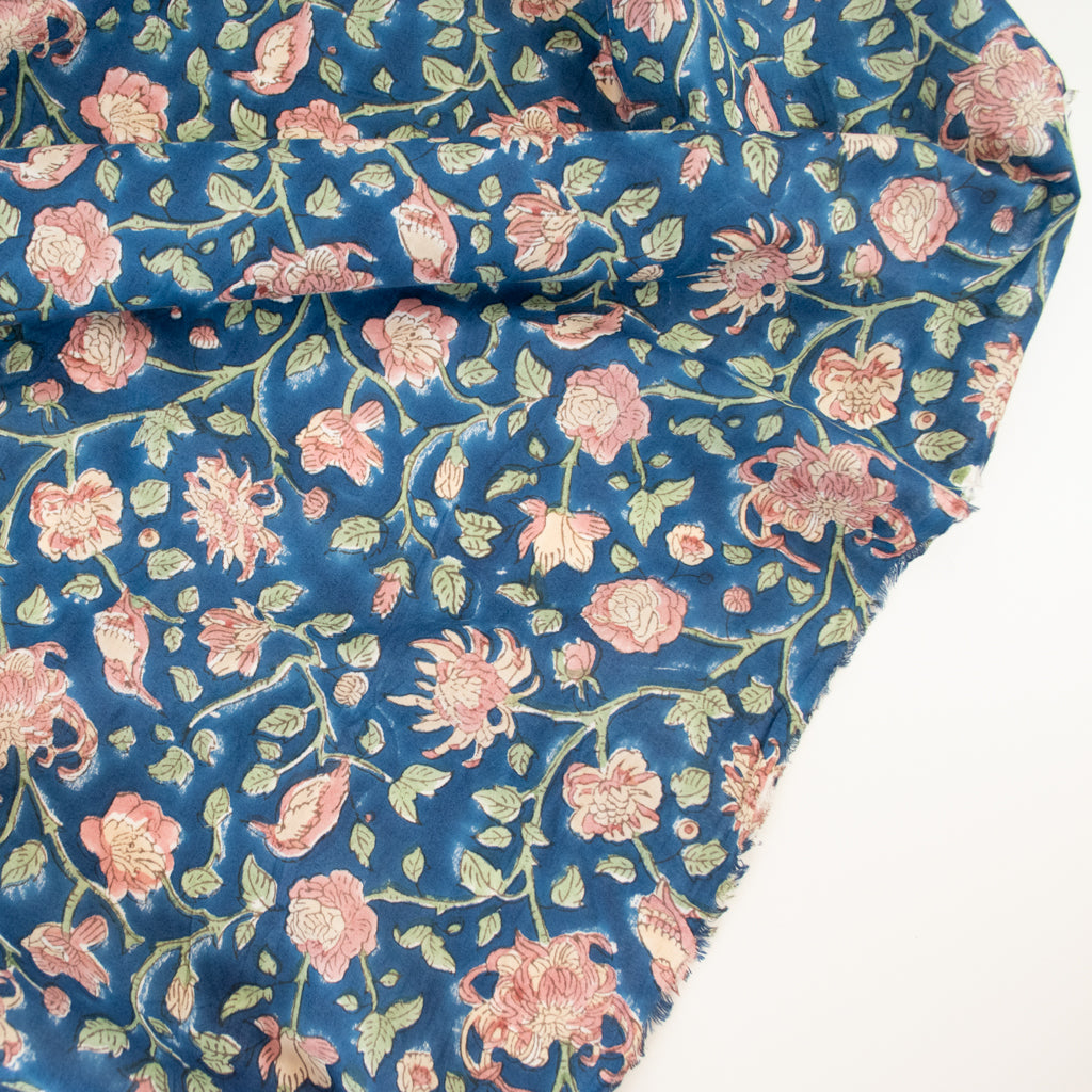 Block Print Cotton - Blue Bloom