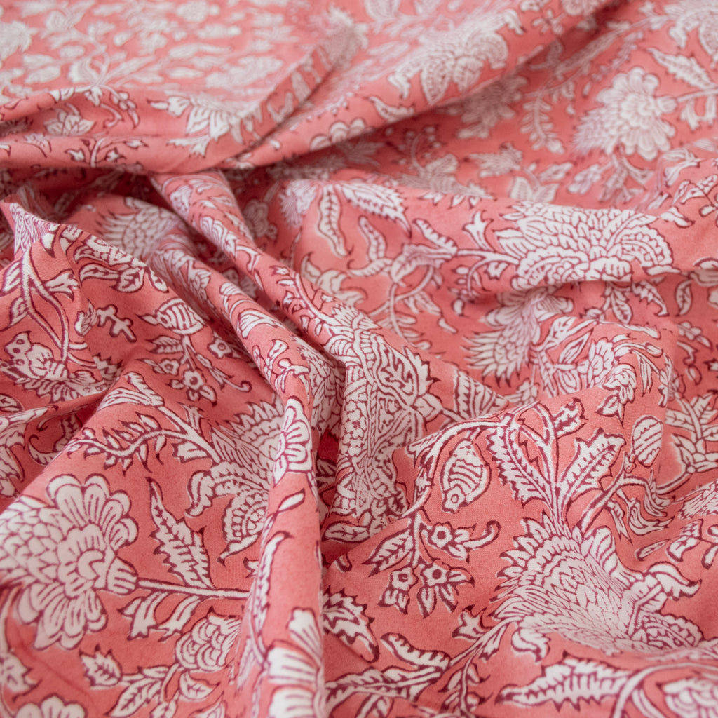 Block Print Cotton - Coral Royale