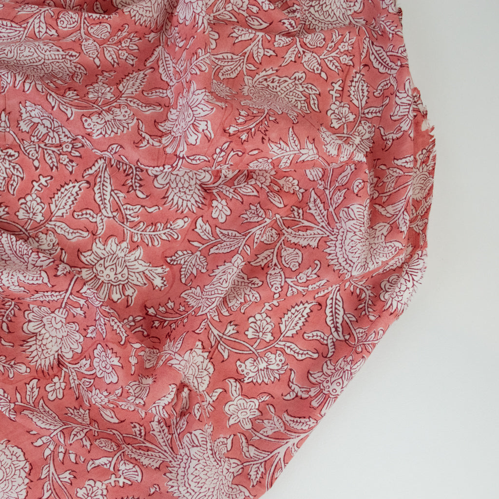 Block Print Cotton - Coral Royale