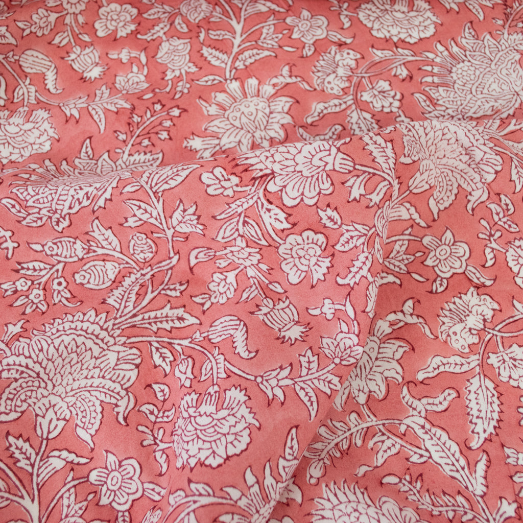 Block Print Cotton - Coral Royale
