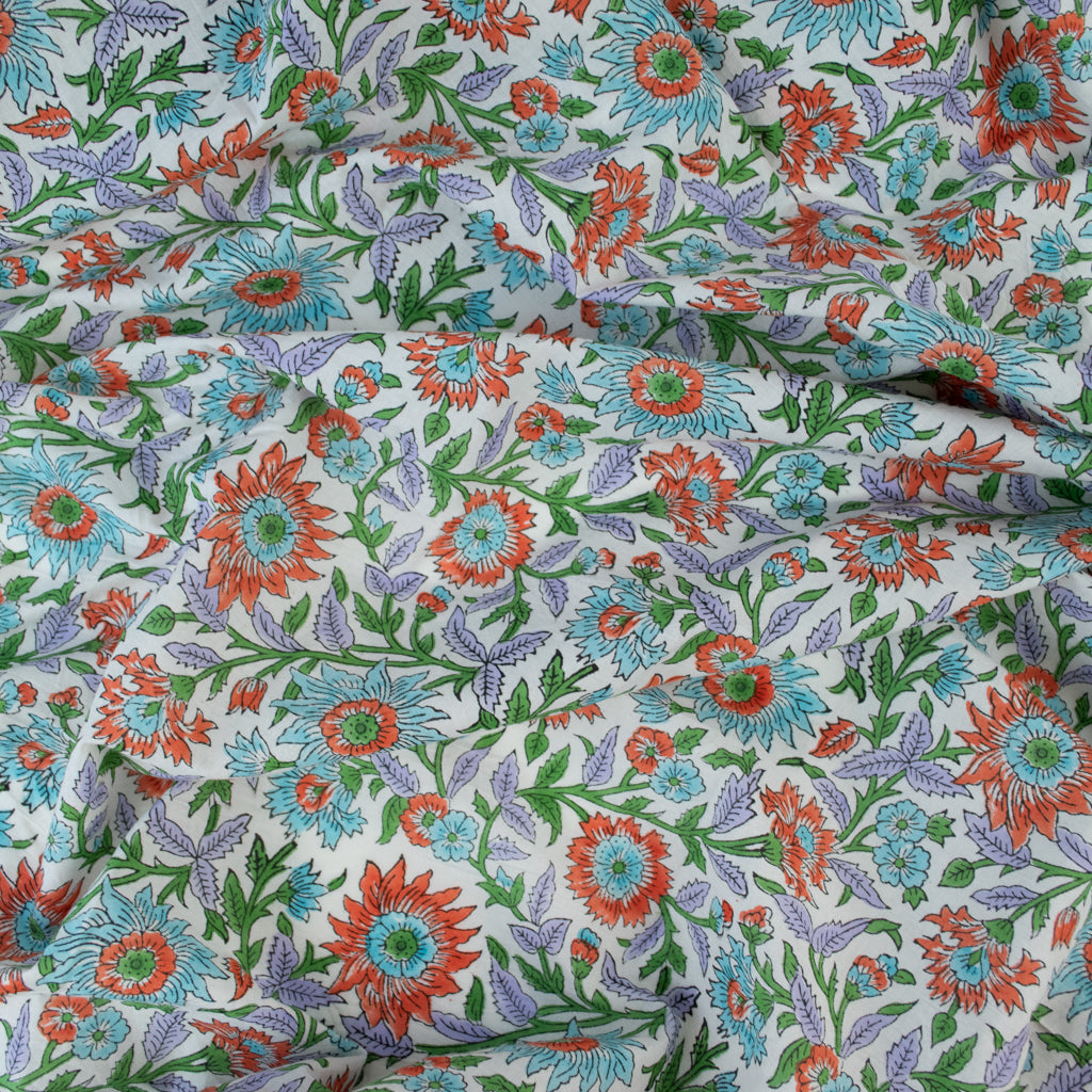 Block Print Cotton - Ivory Garden