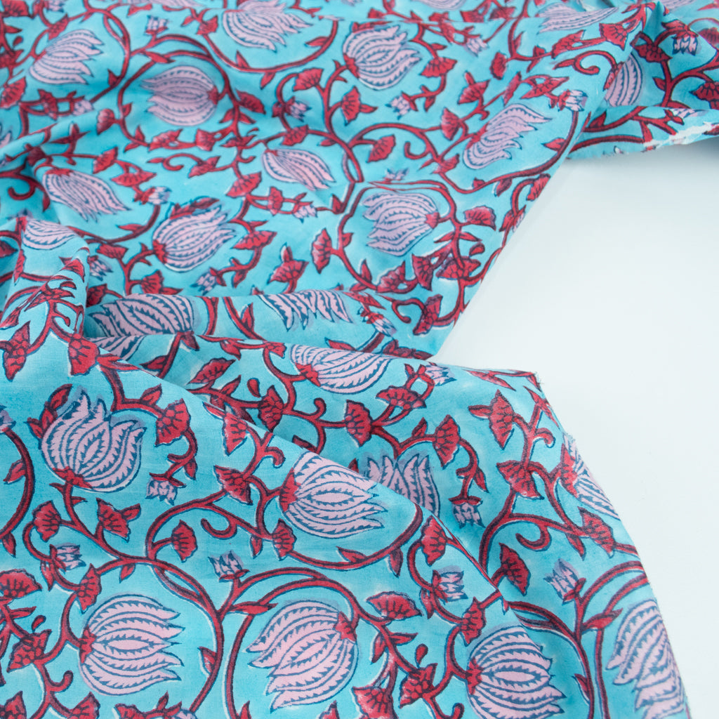 Block Print Cotton - Sea Garden