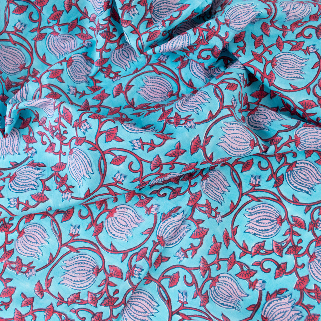 Block Print Cotton - Sea Garden