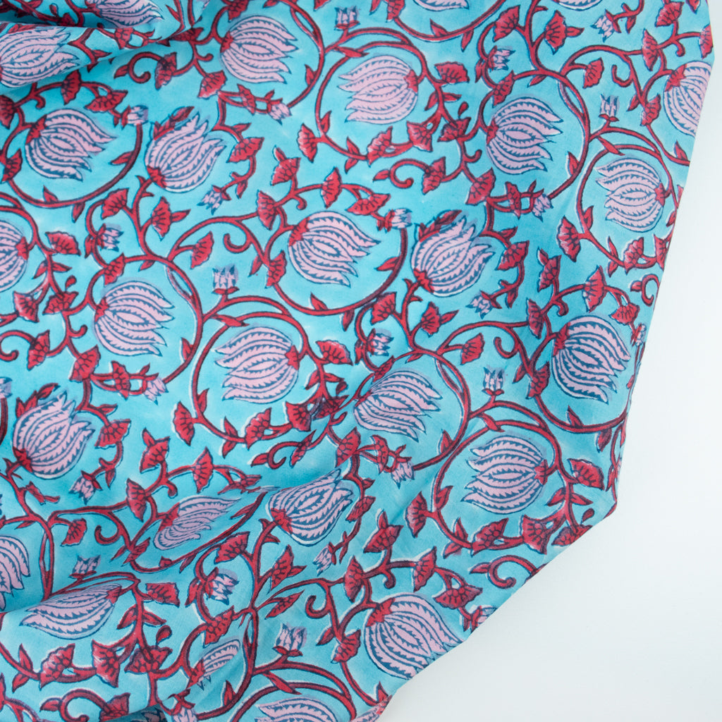 Block Print Cotton - Sea Garden