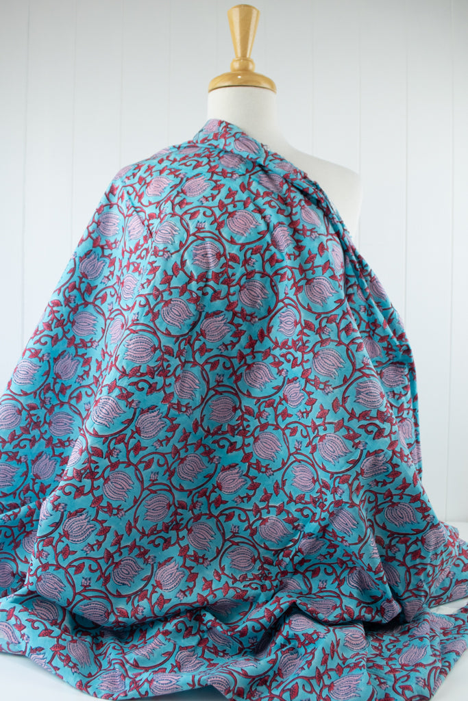 Block Print Cotton - Sea Garden