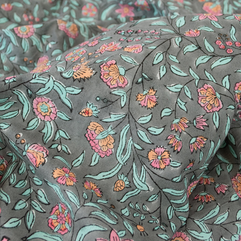 Block Print Cotton - Twilight Botanical