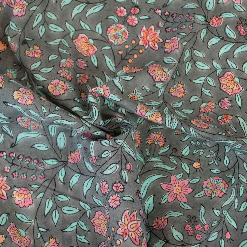 Block Print Cotton - Twilight Botanical