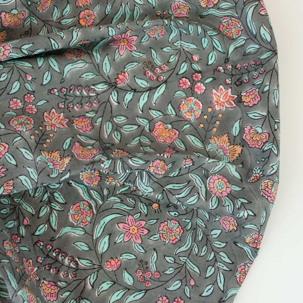 Block Print Cotton - Twilight Botanical