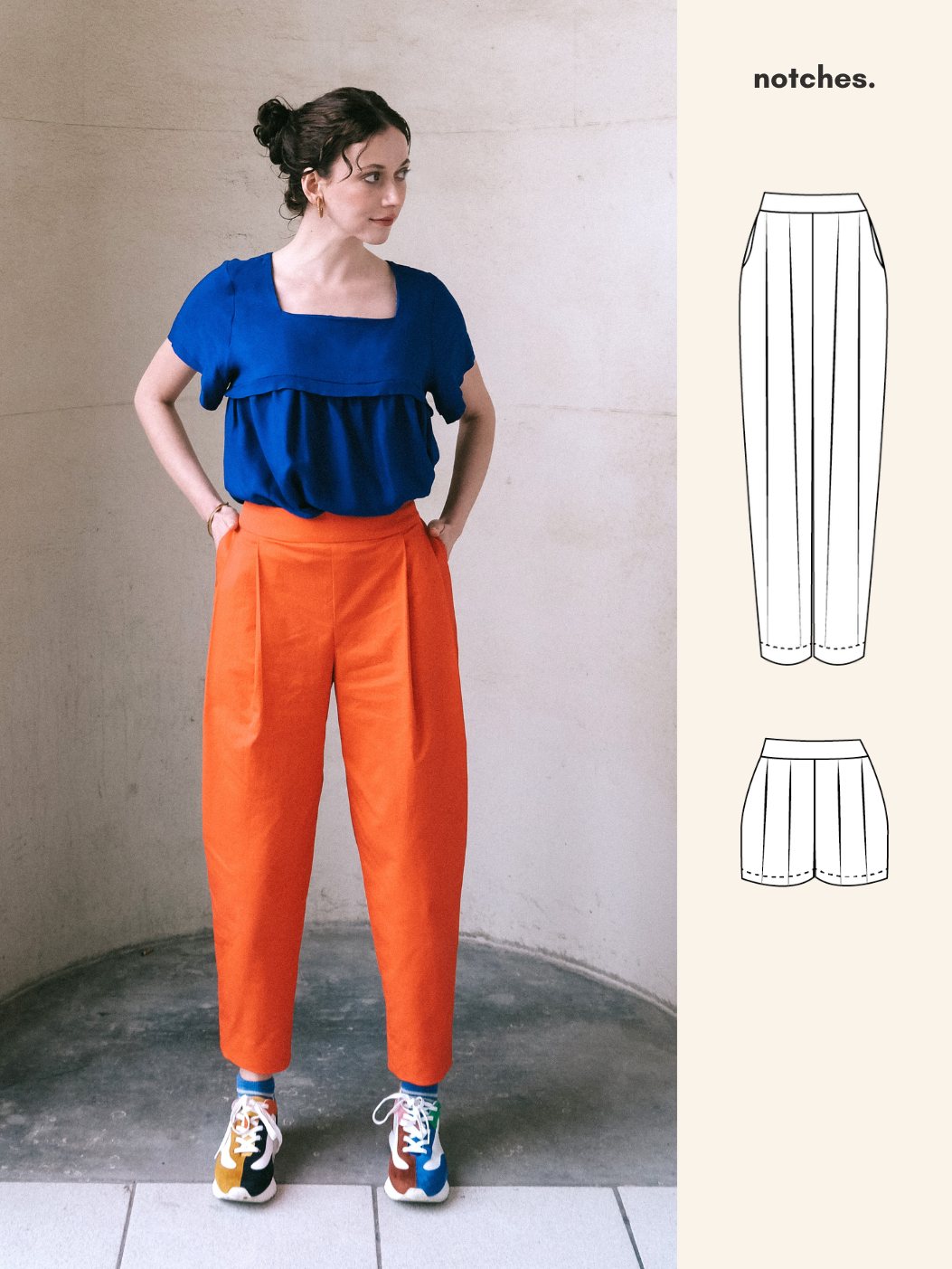 PDF Pattern - Paula trousers & shorts | Notches