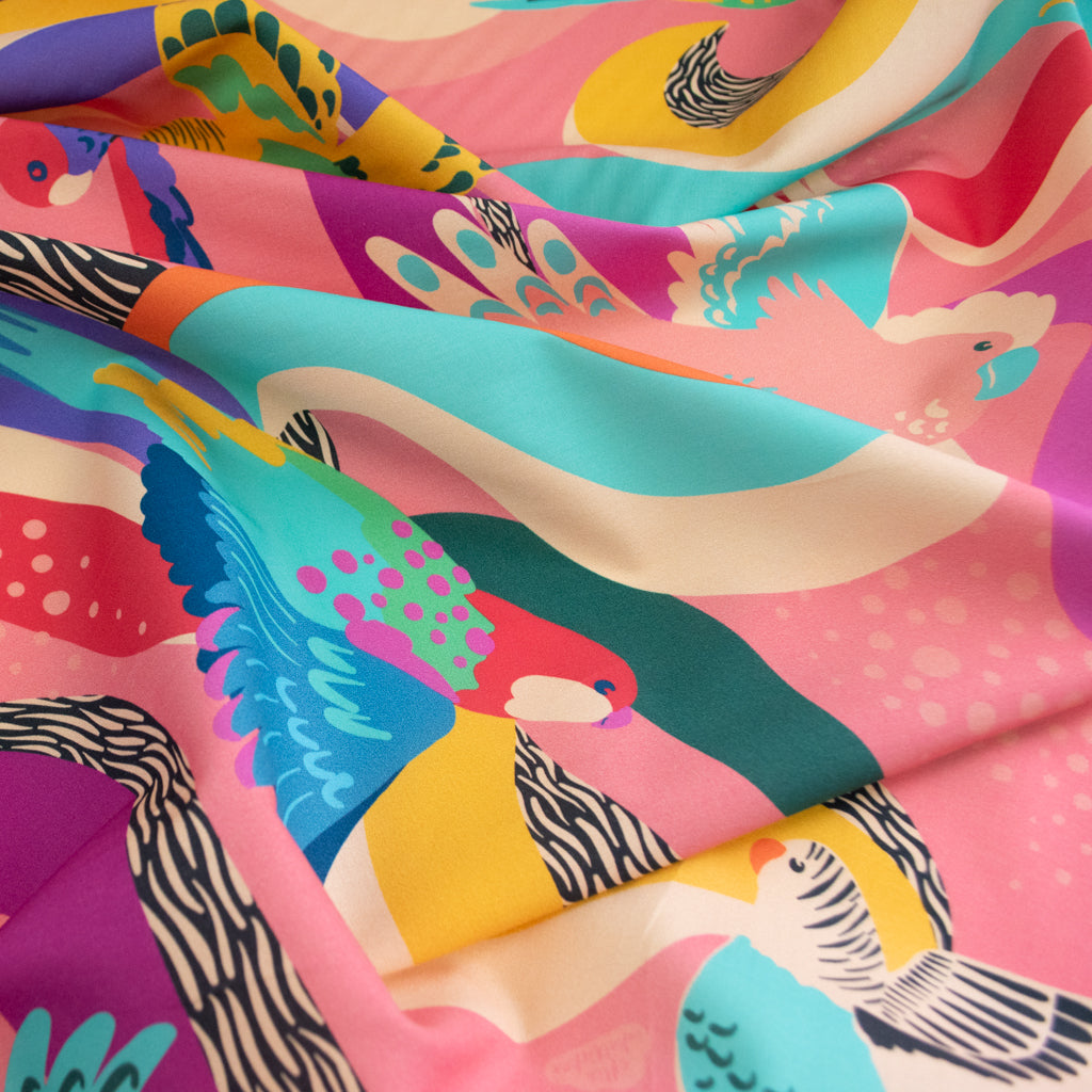 Ellie Whittaker - Organic Cotton Lawn - Parrot Party