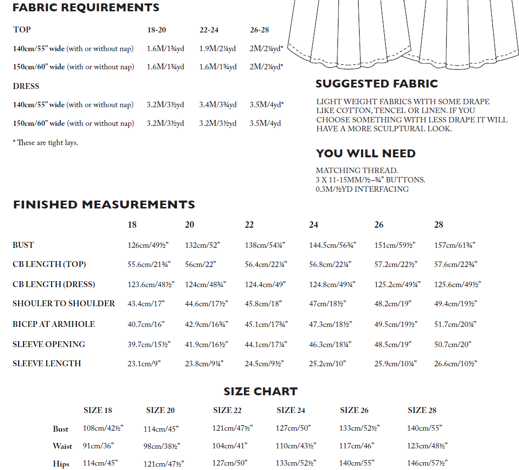 PDF Pattern - Florence Top Dress | Merchant & Mills