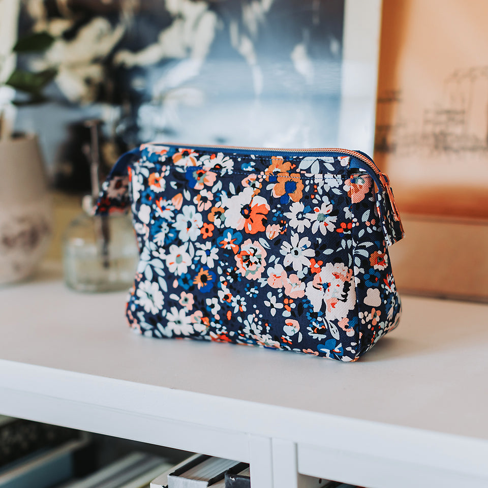 See You At Six - Flower Joy - Cotton Canvas Gabardine Twill - Oceana Blue