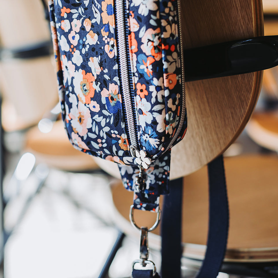 See You At Six - Flower Joy - Cotton Canvas Gabardine Twill - Oceana Blue
