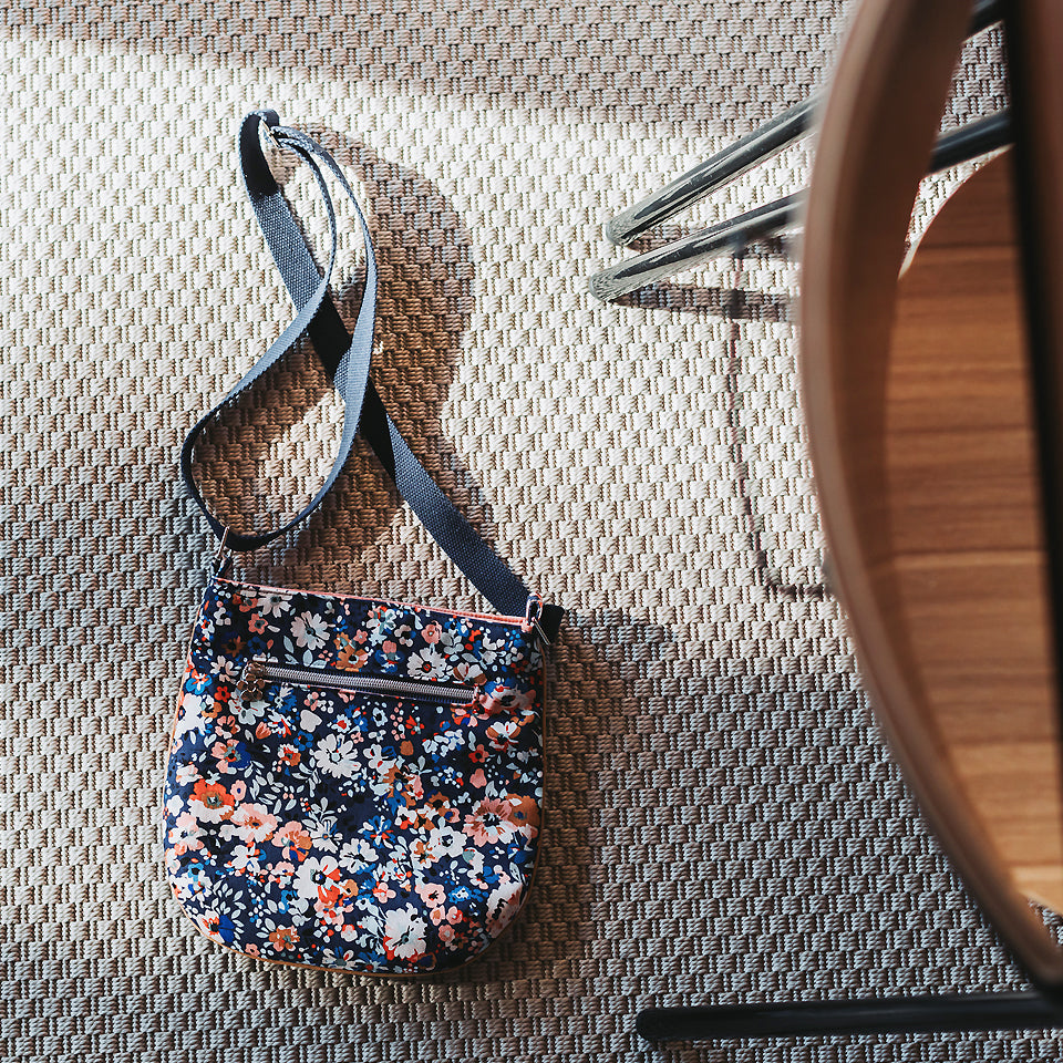 See You At Six - Flower Joy - Cotton Canvas Gabardine Twill - Oceana Blue