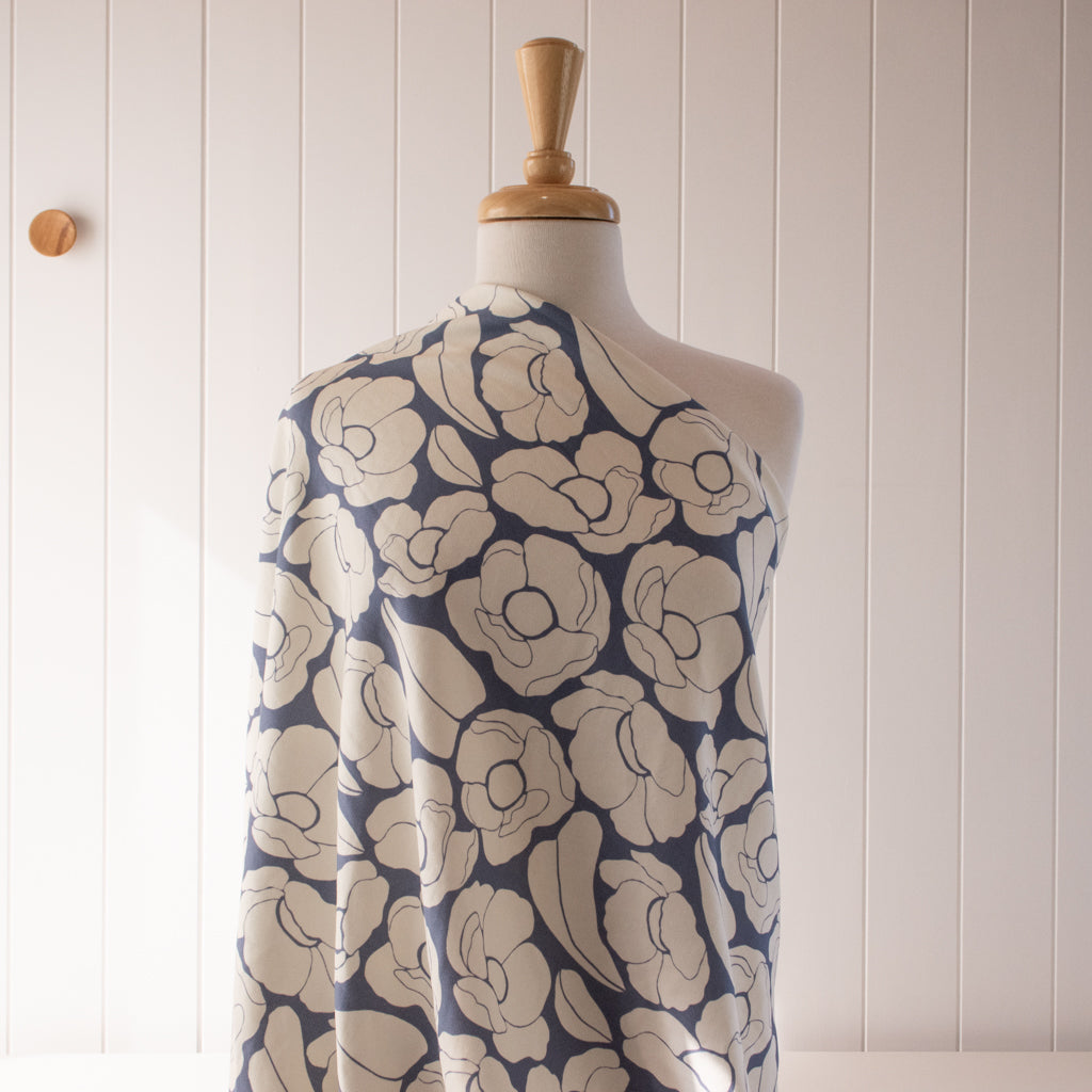 Johanna Ralph | Bold Botanica Faded Denim | French Terry