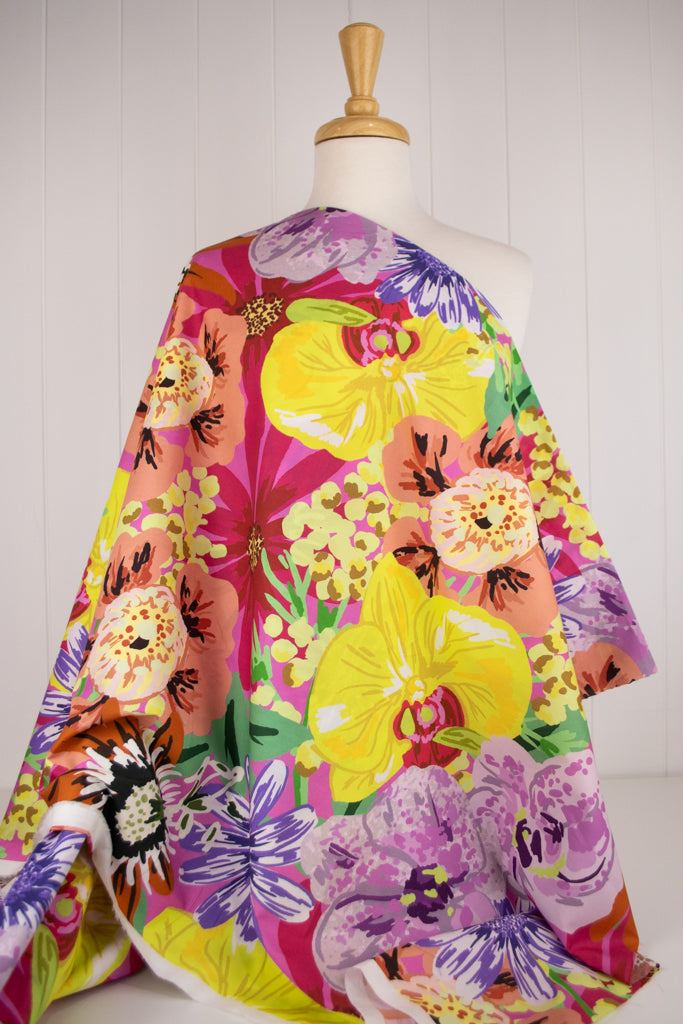 Lady McElroy - Cotton Lawn - Flower Mural - Cotton Candy
