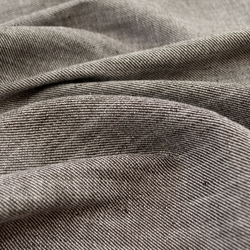 Linen Cotton Stretch Twill - Dark Chocolate