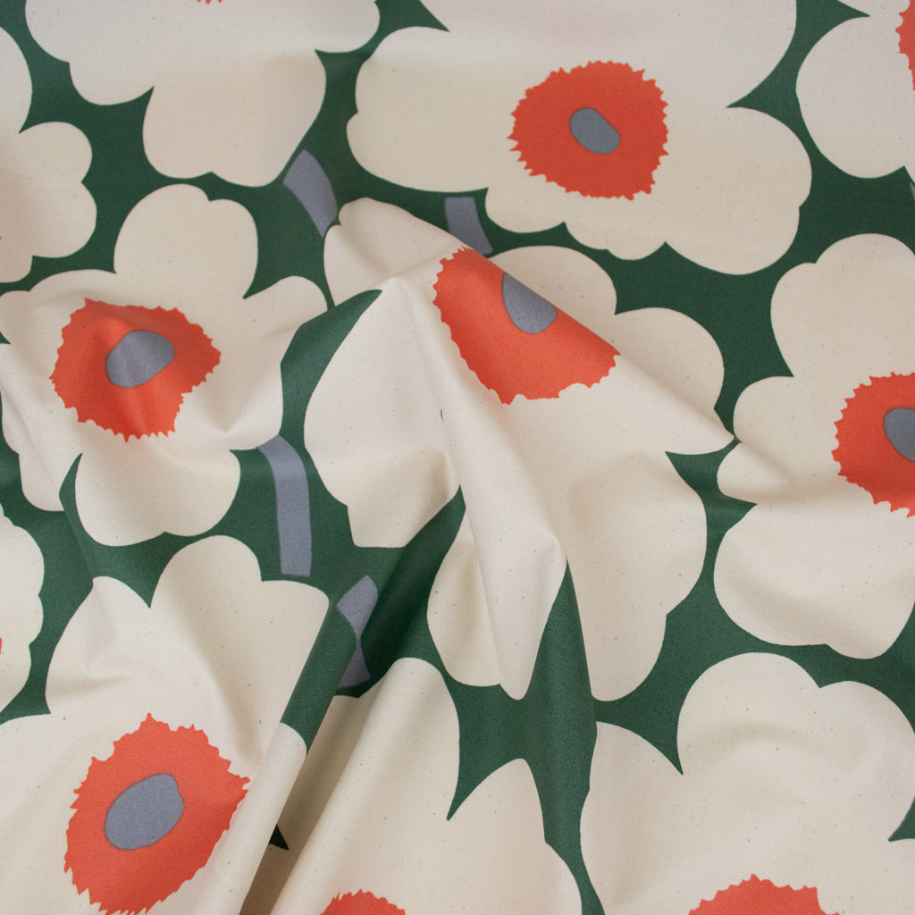 Marimekko - Pieni Unikko 2 - Acrylic Coated Cotton - Green