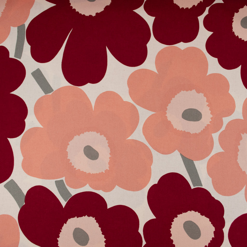 Marimekko - Pieni Unikko - Cotton - Dark Cherry and Rose