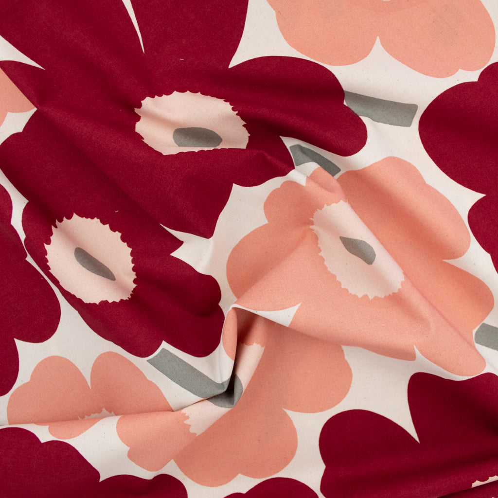 Marimekko - Pieni Unikko - Cotton - Dark Cherry and Rose