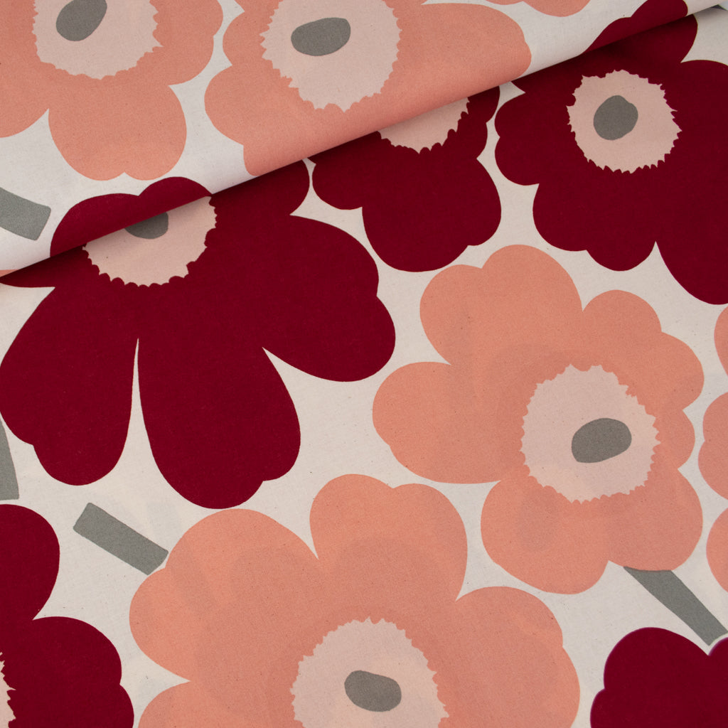 Marimekko - Pieni Unikko - Cotton - Dark Cherry and Rose