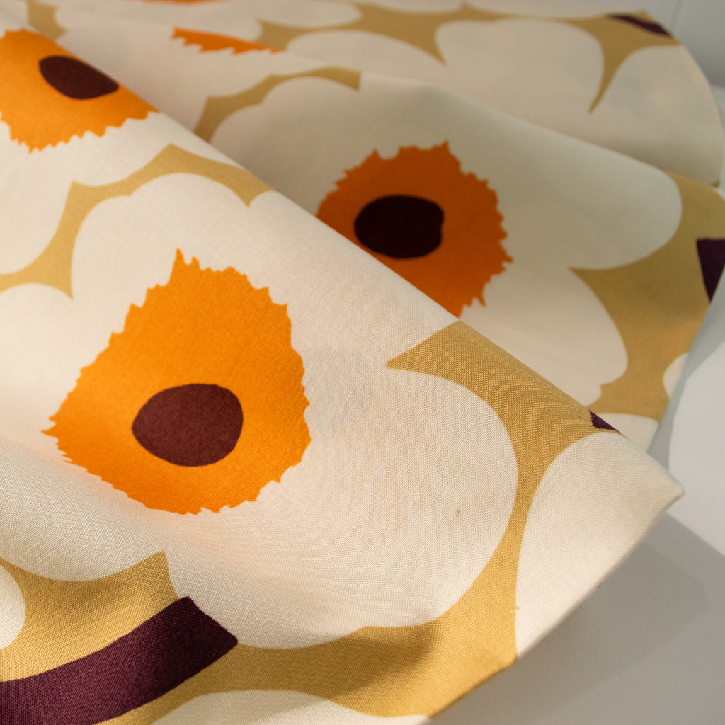 Marimekko - Pieni Unikko 2 - Recycled Organic Cotton - Caramel, Cream, Warm Orange