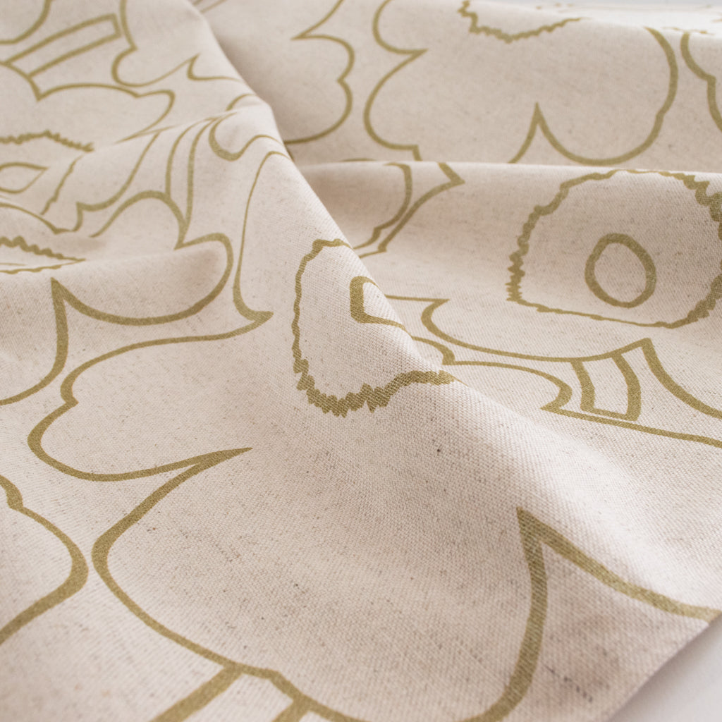Marimekko - LIMITED EDITION - Pieni Piirto Unikko - Unbleached Cotton Linen Blend - Gold