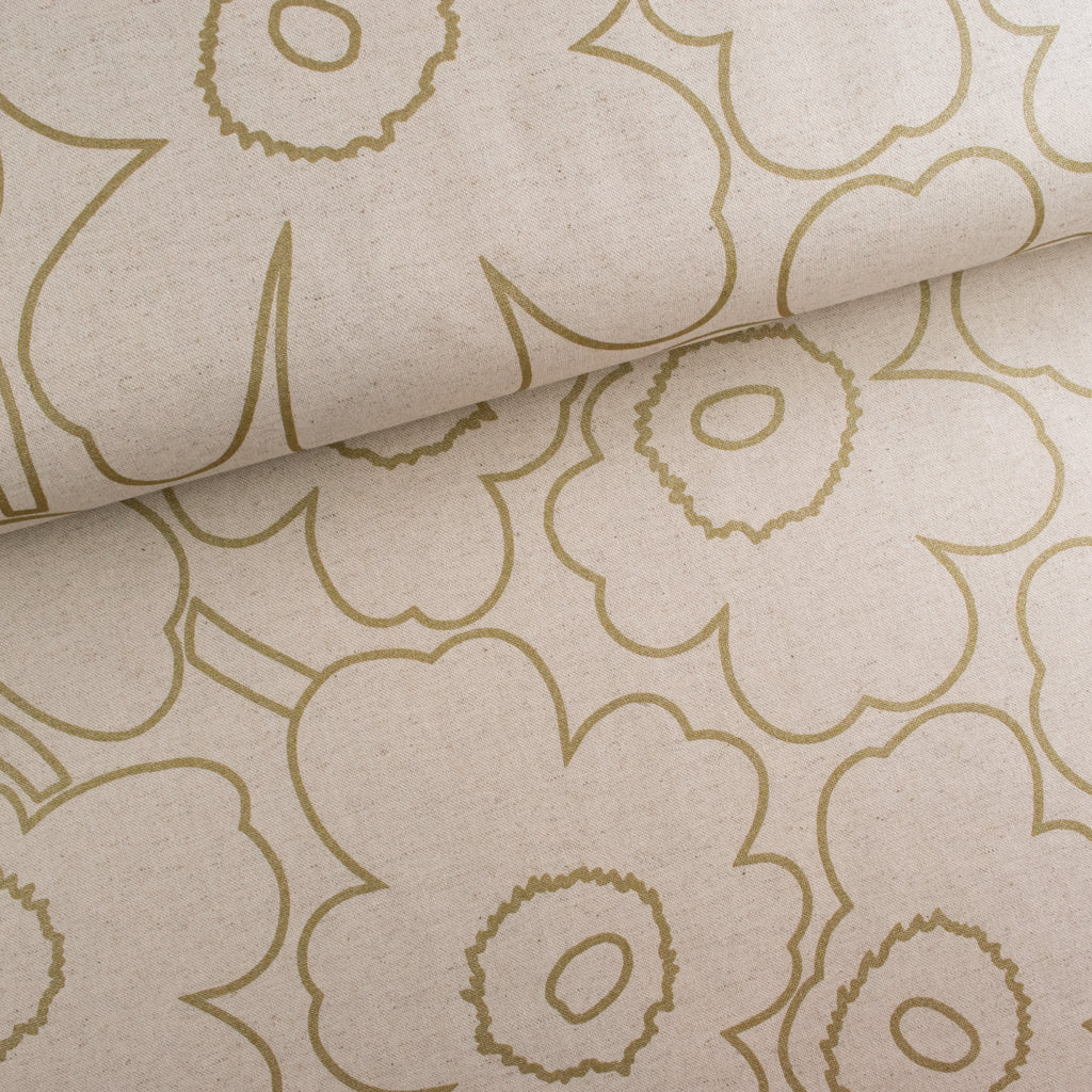 Marimekko - LIMITED EDITION - Pieni Piirto Unikko - Unbleached Cotton Linen Blend - Gold
