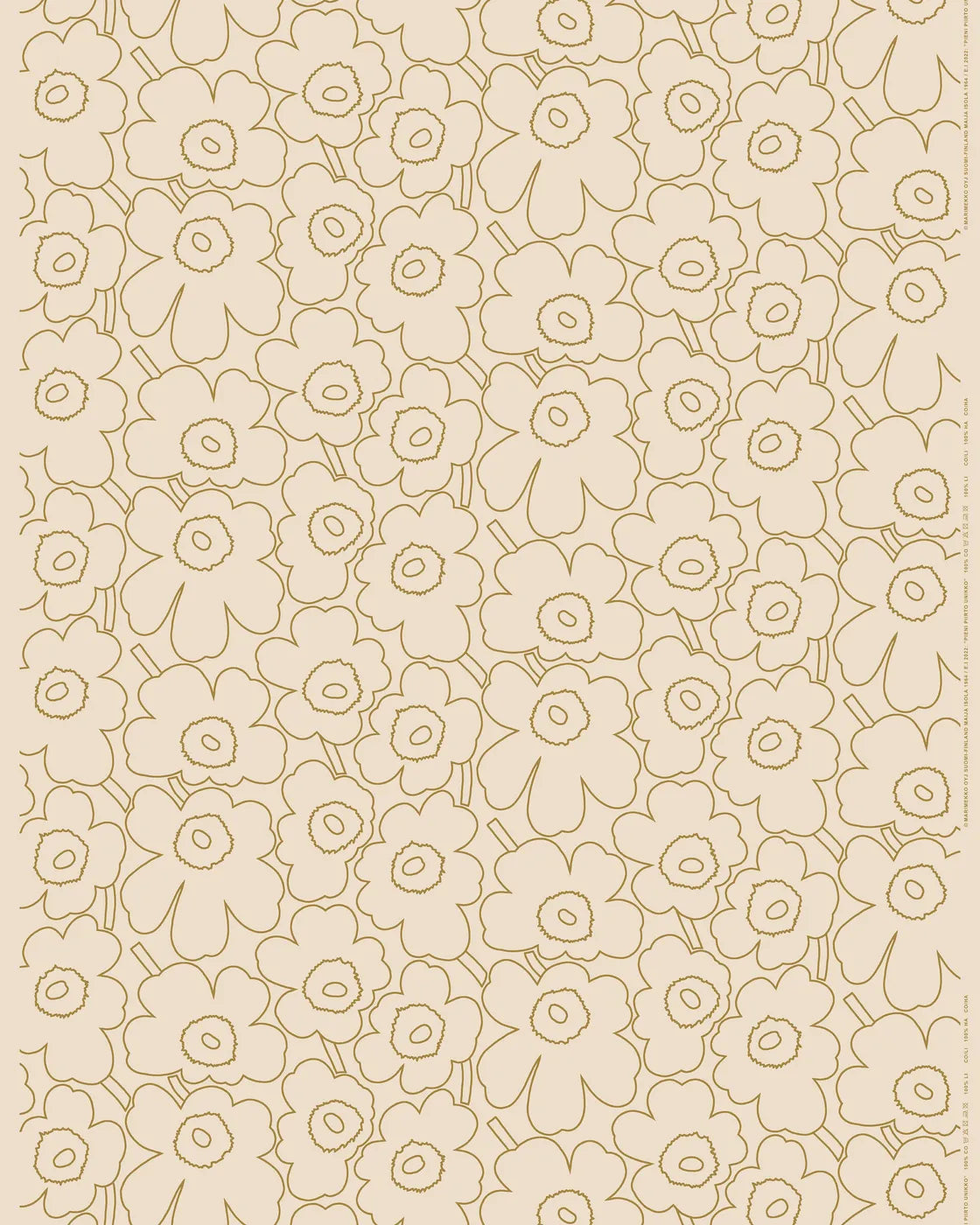 Marimekko - LIMITED EDITION - Pieni Piirto Unikko - Unbleached Cotton Linen Blend - Gold