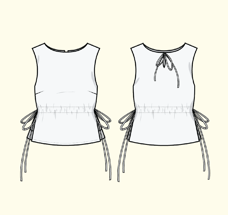 PDF Pattern - Tie Waist Blouse x Cone Sleeves | Puff and Pencil