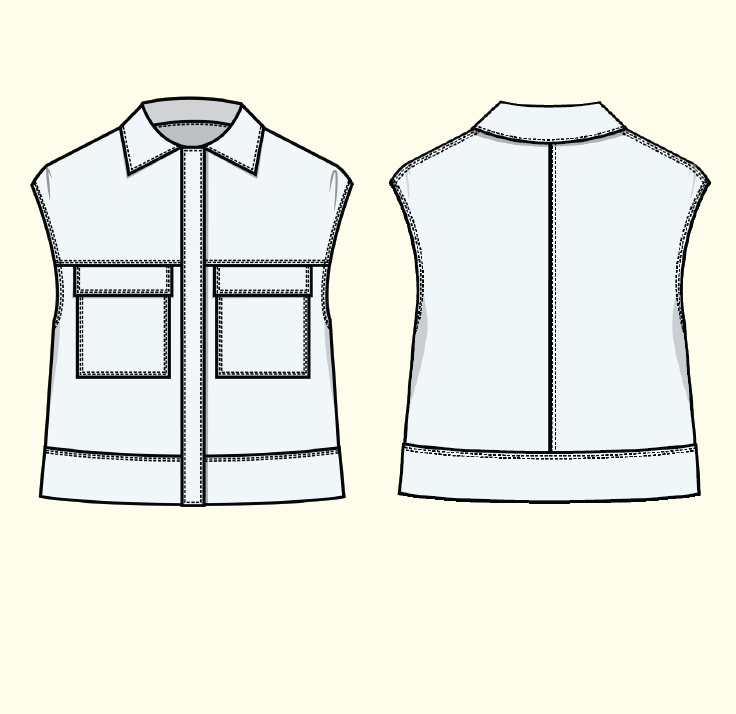 PDF Pattern - Topstitch Vest x Box Sleeves | Puff and Pencil