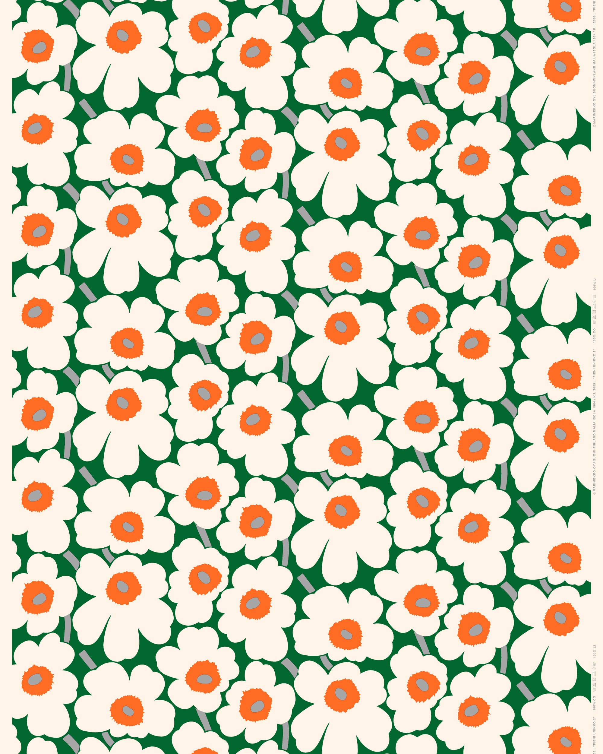 Marimekko - Pieni Unikko 2 - Acrylic Coated Cotton - Green