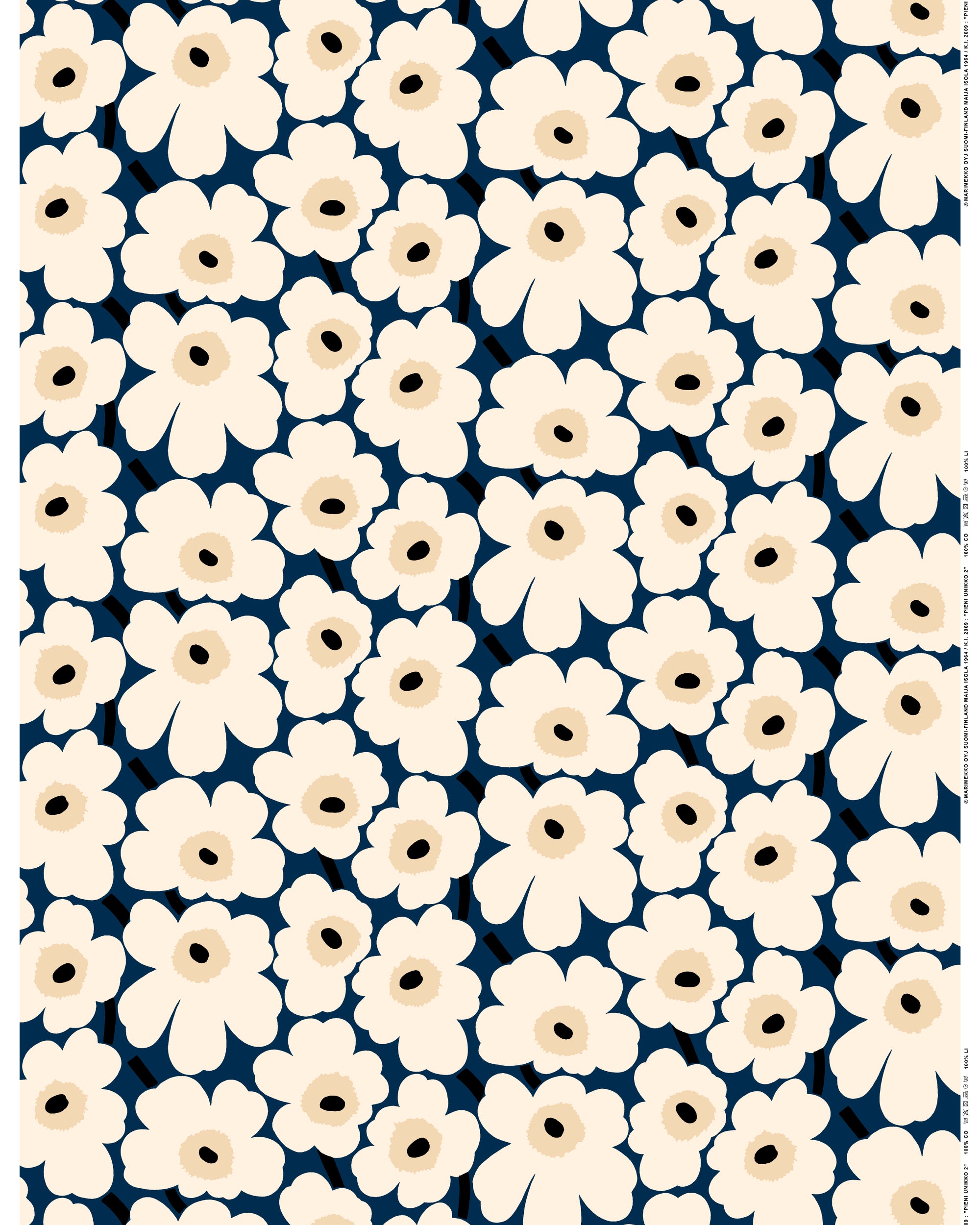 Marimekko - Pieni Unikko - Cotton - Navy