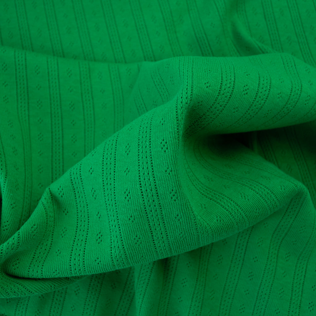 Pointelle Cotton Jersey - Stripes - Grass Green