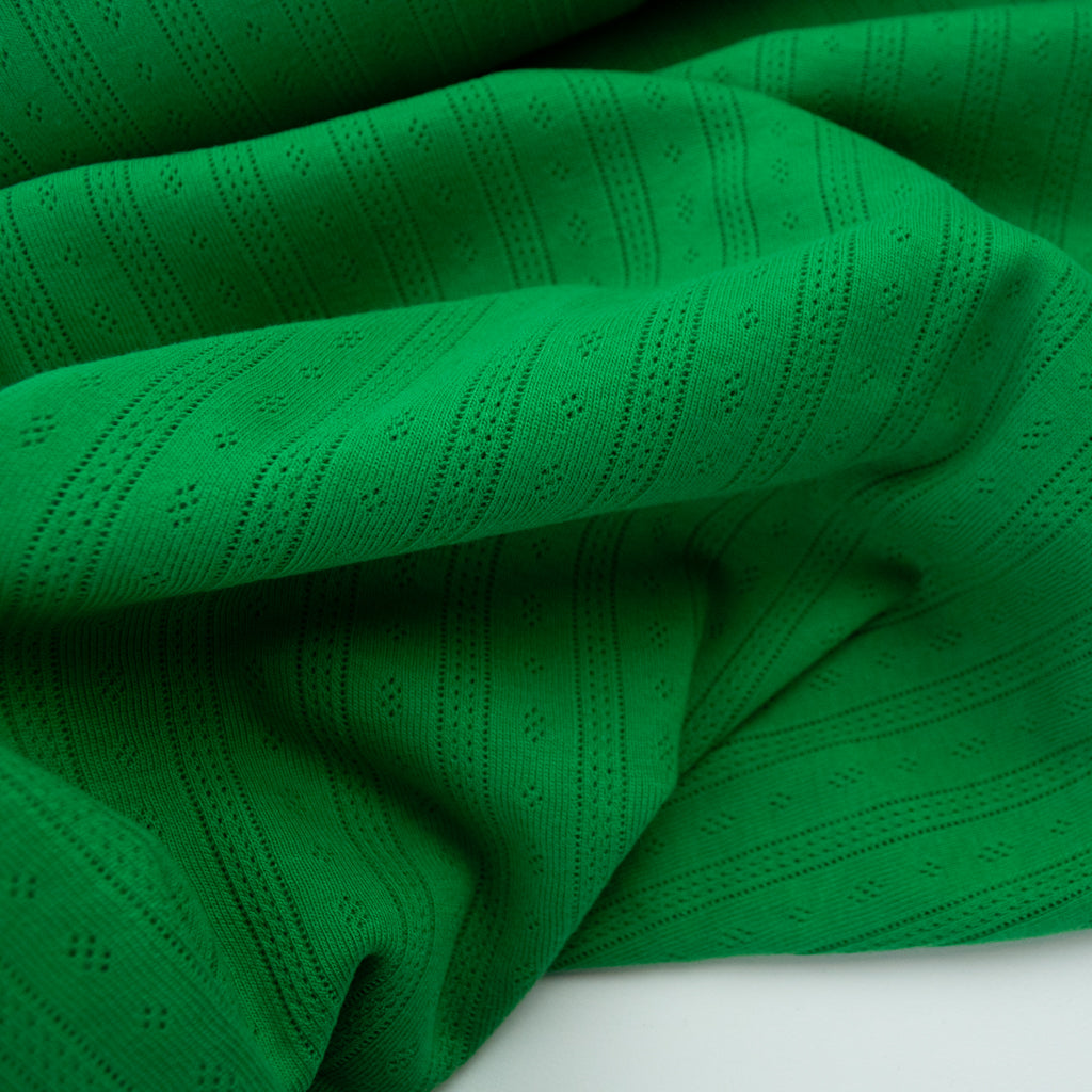Pointelle Cotton Jersey - Stripes - Grass Green
