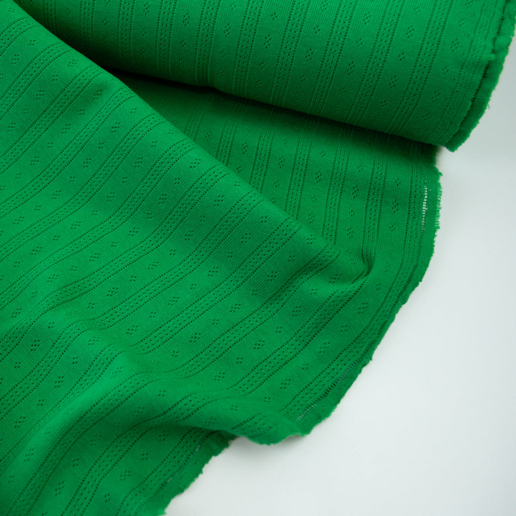 Pointelle Cotton Jersey - Stripes - Grass Green