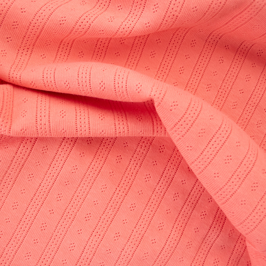 Pointelle Cotton Jersey - Stripes - Coral