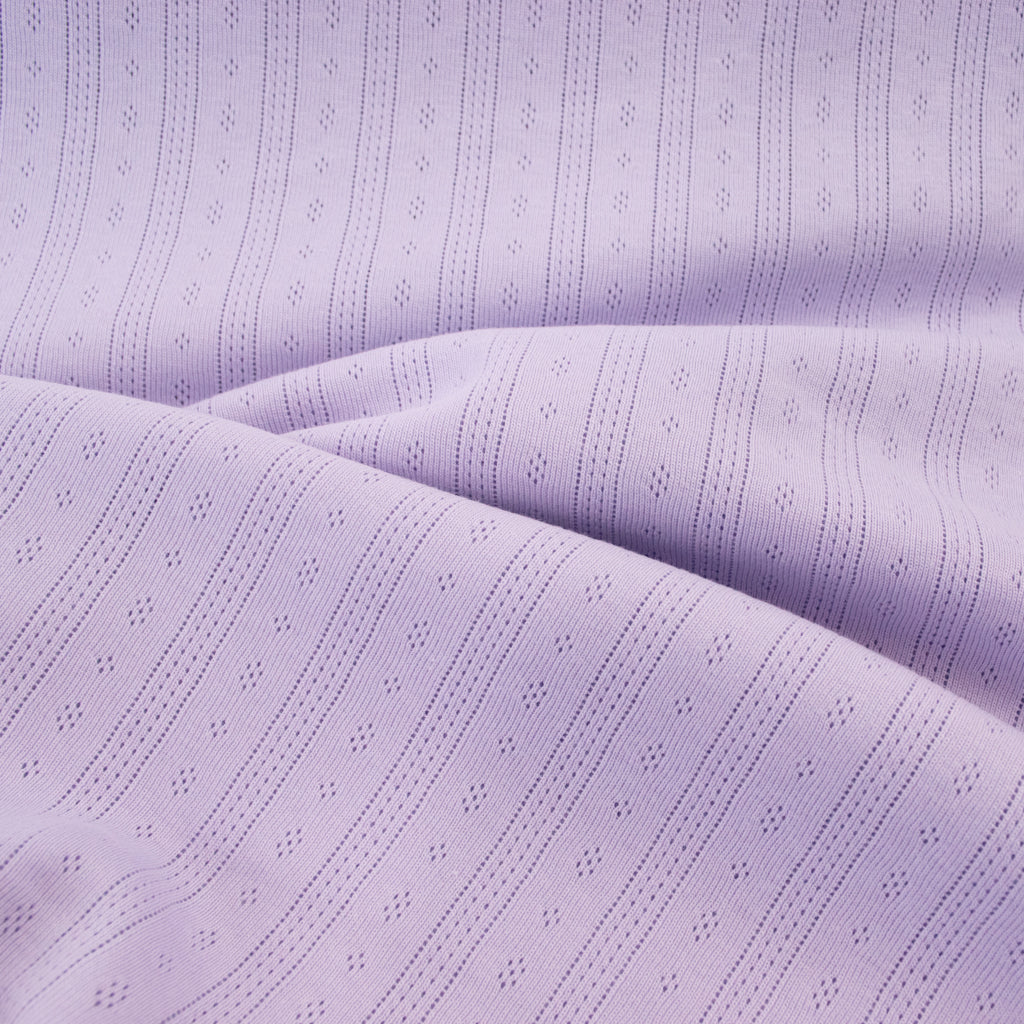 Pointelle Cotton Jersey - Stripes - Pale Lavender