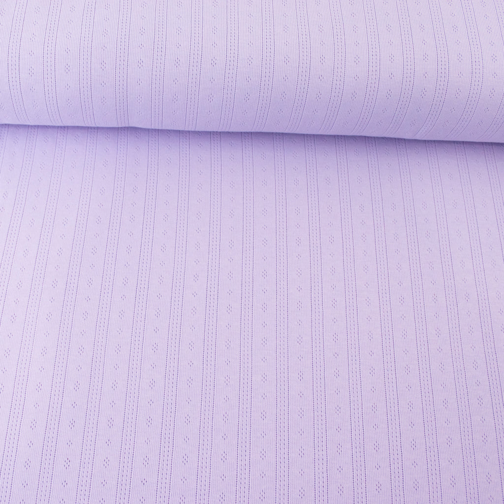 Pointelle Cotton Jersey - Stripes - Pale Lavender