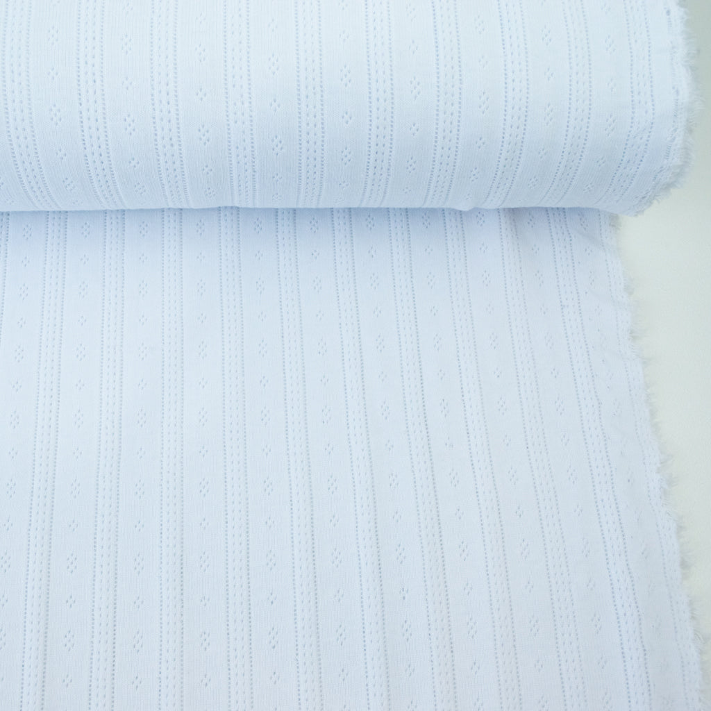 Pointelle Cotton Jersey - Stripes - White