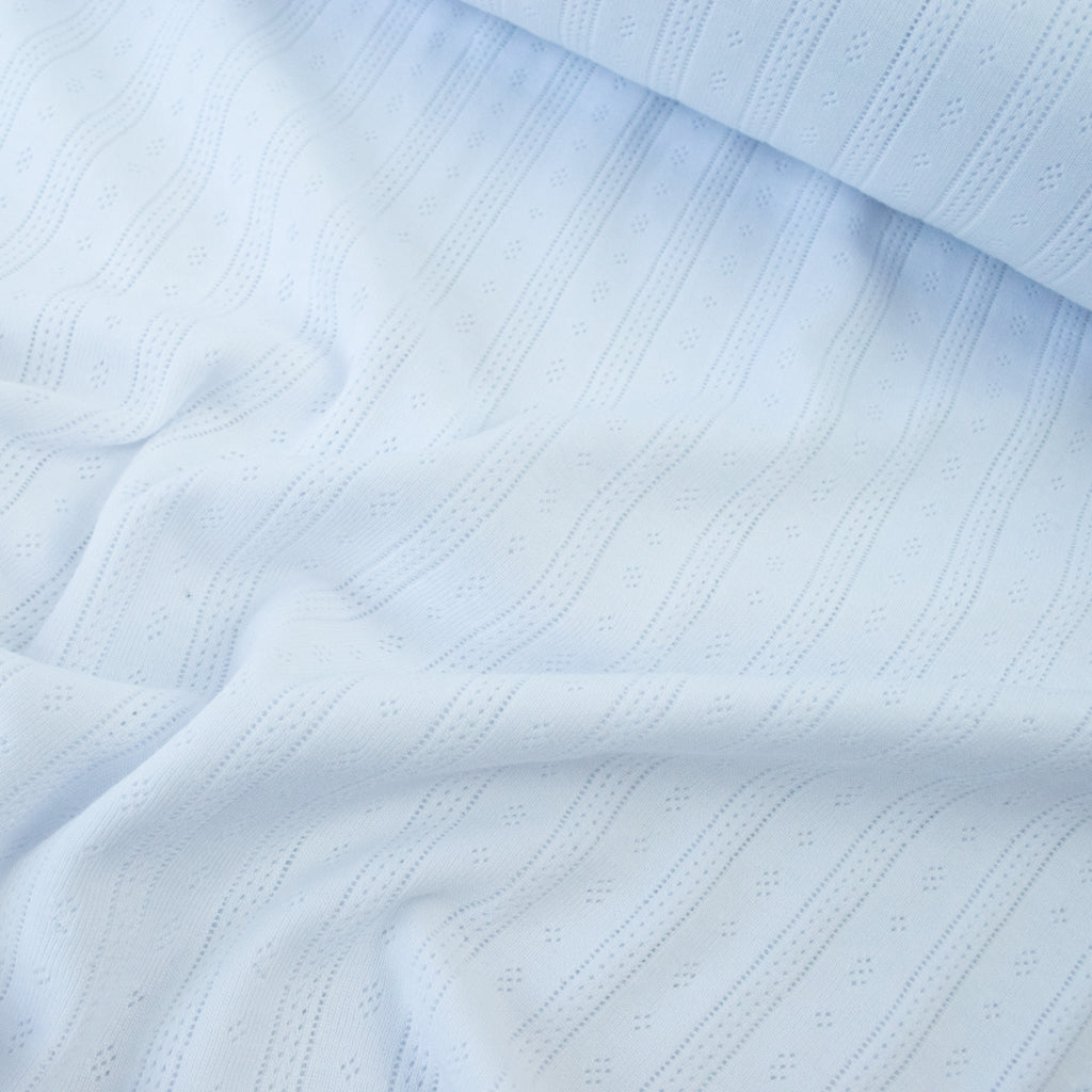 Pointelle Cotton Jersey - Stripes - White
