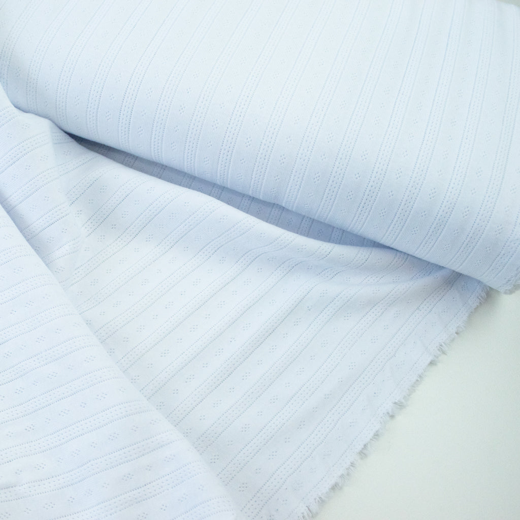 Pointelle Cotton Jersey - Stripes - White