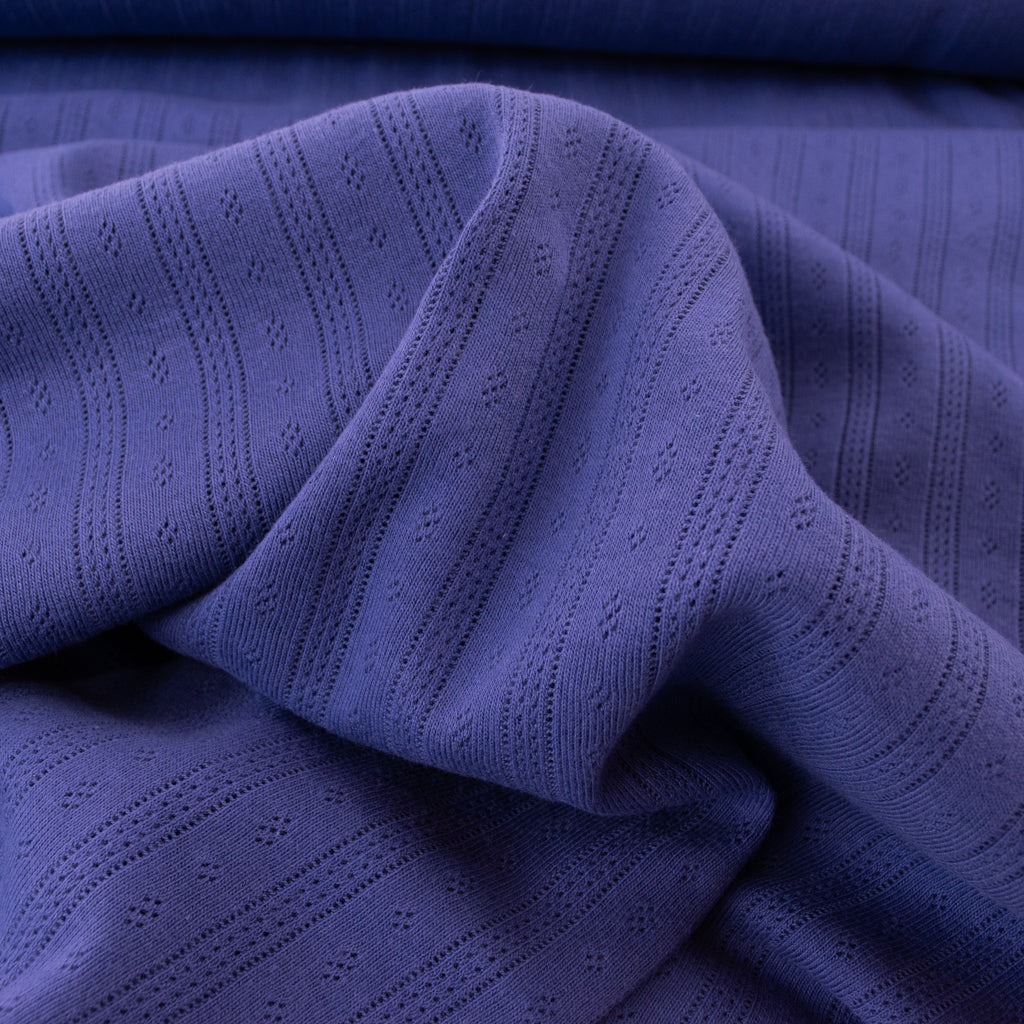 Pointelle Cotton Jersey - Stripes - Violet