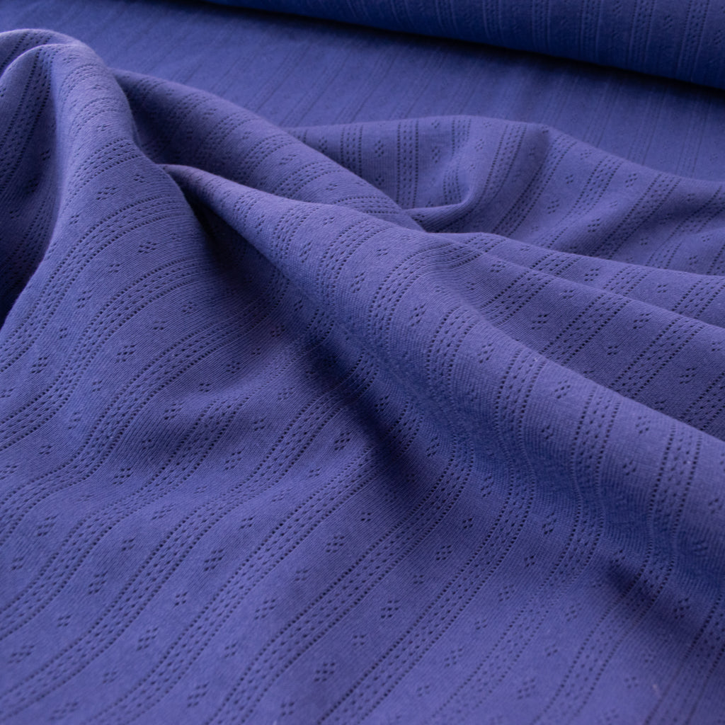 Pointelle Cotton Jersey - Stripes - Violet