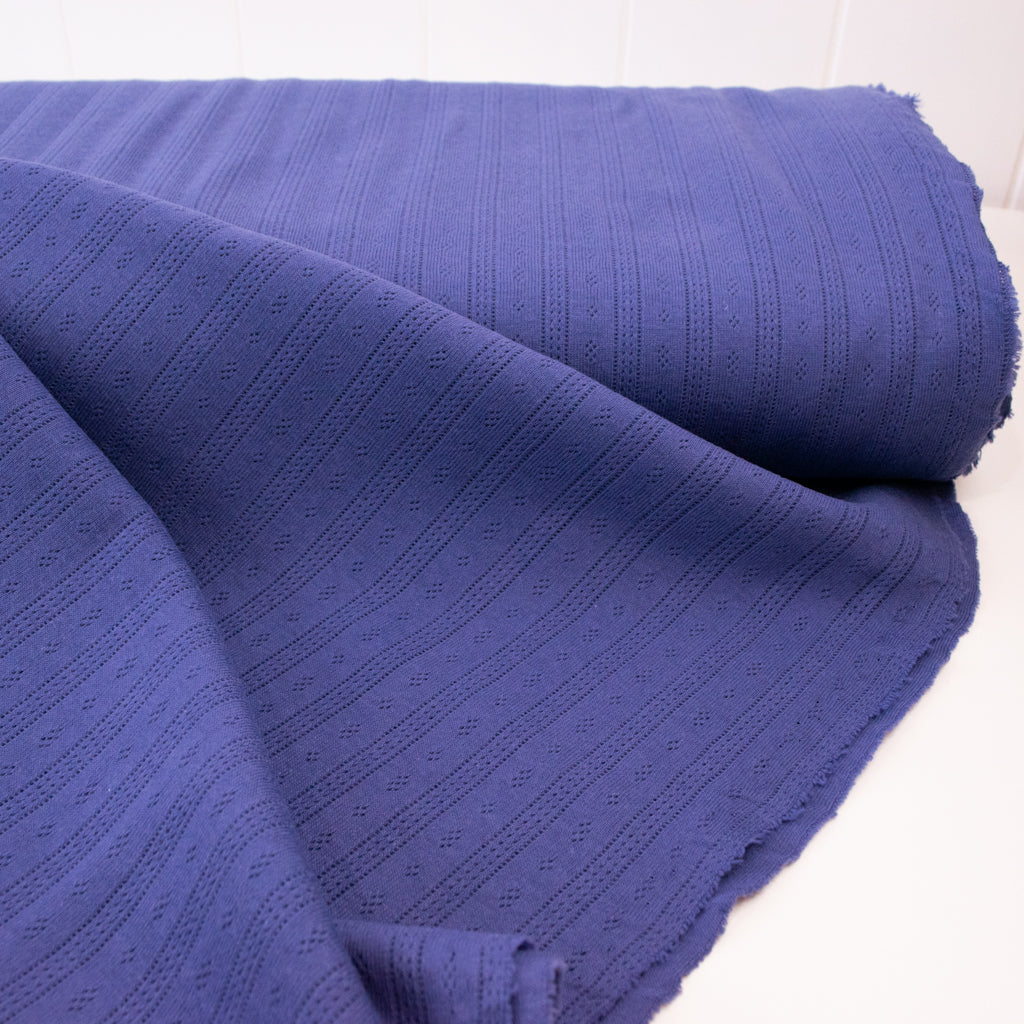 Pointelle Cotton Jersey - Stripes - Violet